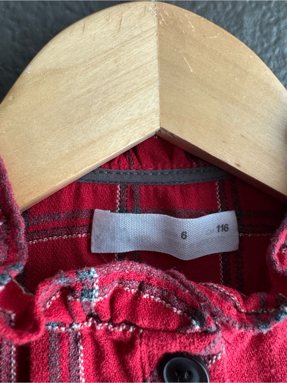 Zara Red Plaid Ruffle-Shoulder Button Dress - Picture 2 of 5